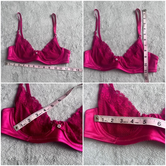 Victoria's Secret VTG 70s 80s Gold Crown Label Pink Lace Pearl Underwire Bra 34B - Picture 16 of 16